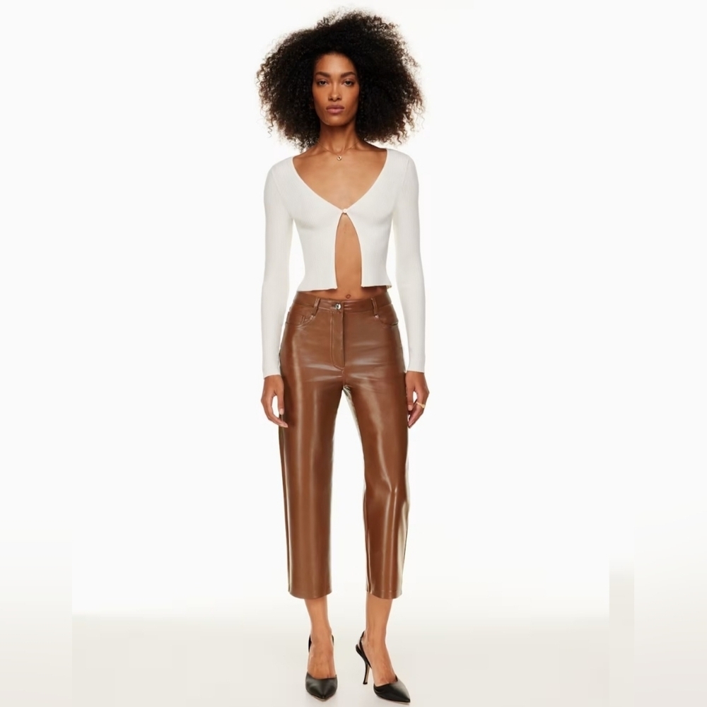 Aritzia Brown Faux Leather Cropped Pants